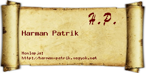 Harman Patrik névjegykártya